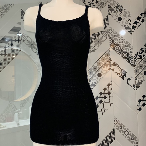 Made in 🇬🇷VTG 90’ Knitted Black Tank Top - Picture 3 of 14
